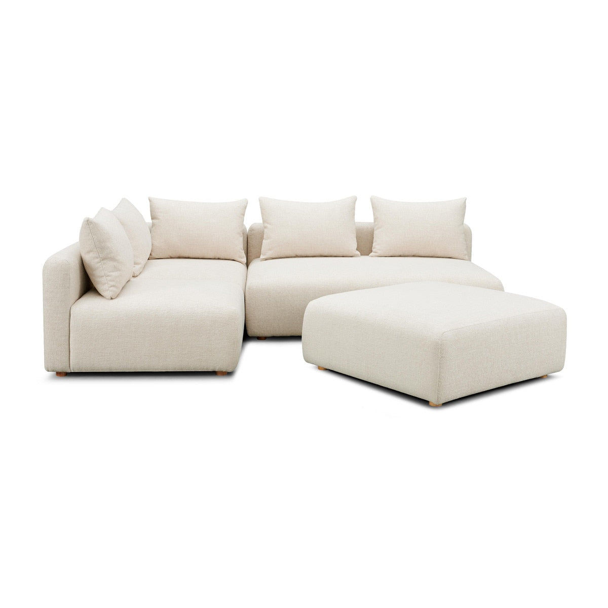 Hangover Cream Heavy Textured Fabric 4-Piece Modular Chaise Sectional Model: TOV-L69242-SEC1