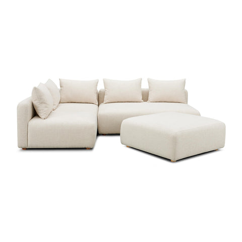 Hangover Cream Heavy Textured Fabric 4-Piece Modular Chaise Sectional Model: TOV-L69242-SEC1