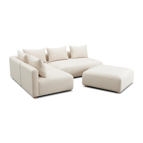 Hangover Cream Heavy Textured Fabric 4-Piece Modular Chaise Sectional Model: TOV-L69242-SEC1