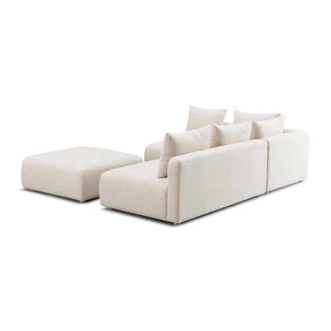 Hangover Cream Heavy Textured Fabric 4-Piece Modular Chaise Sectional Model: TOV-L69242-SEC1