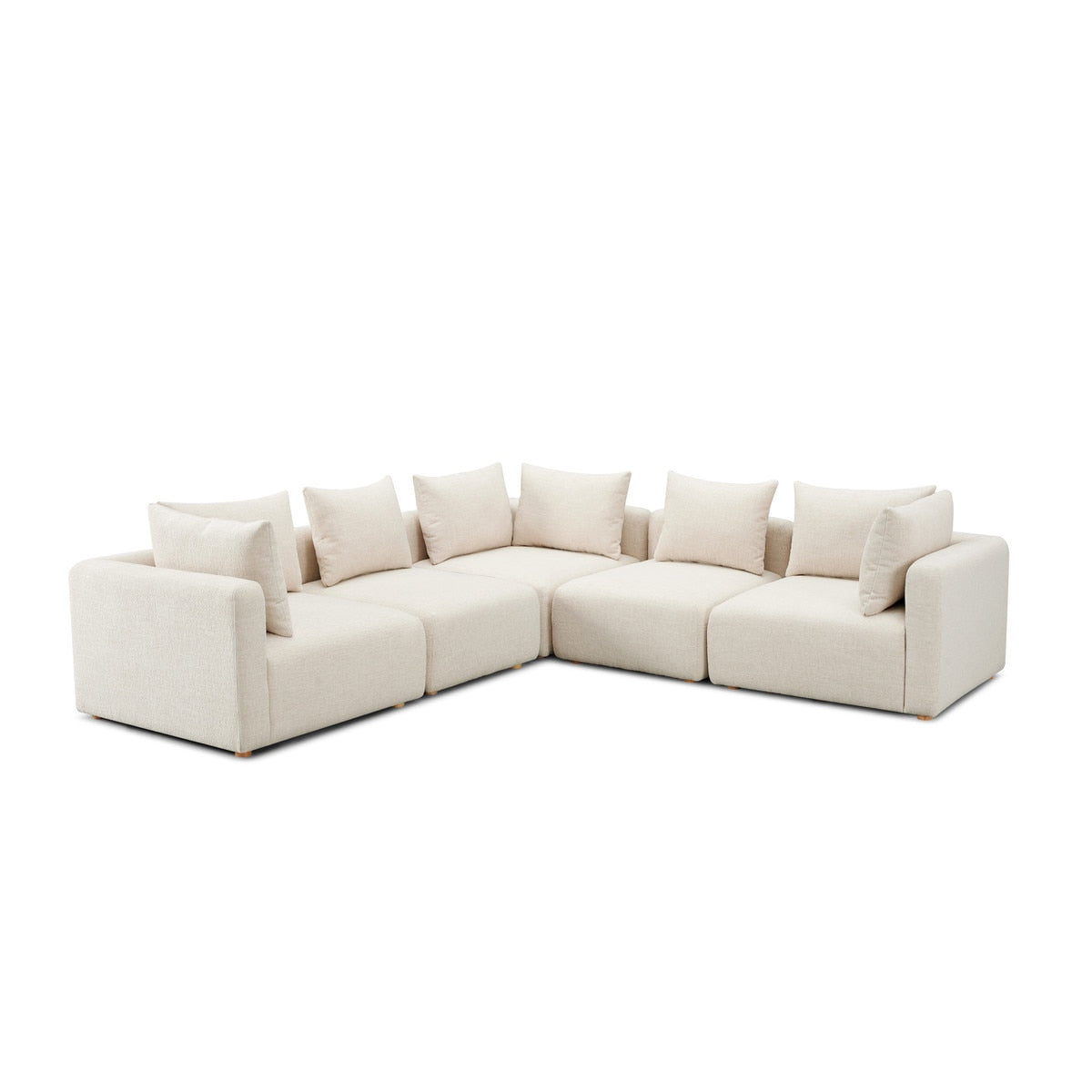 Hangover Cream Heavy Textured Fabric 5-Piece Modular L-Sectional Model: TOV-L69242-SEC2