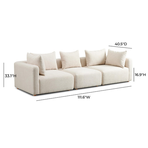Hangover Cream Heavy Textured Fabric Sofa Model: TOV-L69242-SO