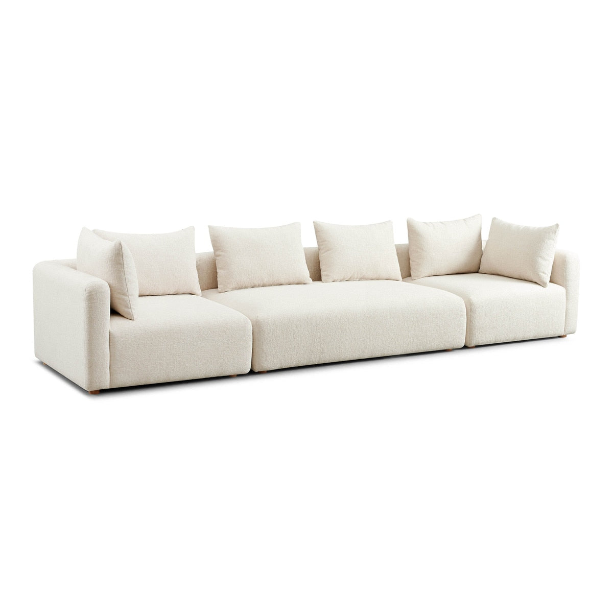 Hangover Cream Heavy Textured Fabric 145" Long Sofa Model: TOV-L69242-SO1