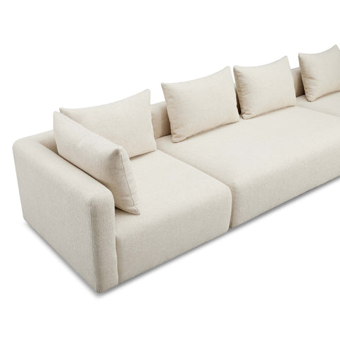 Hangover Cream Heavy Textured Fabric 145" Long Sofa Model: TOV-L69242-SO1