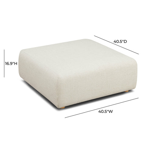 Hangover Cream Heavy Textured Fabric Ottoman Model: TOV-L69243