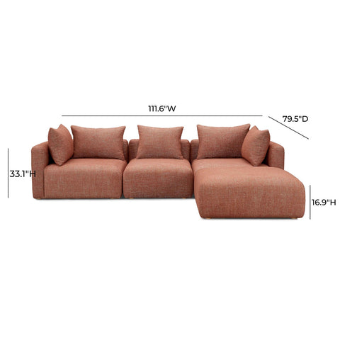 Hangover Sedona Red Textured Fabric 4-Piece Modular Sectional Model: TOV-L69244-SEC