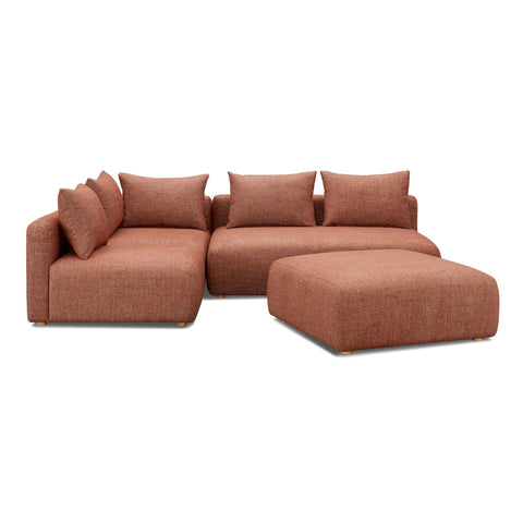 Hangover Sedona Red Textured Fabric 4-Piece Modular Chaise Sectional Model: TOV-L69244-SEC1
