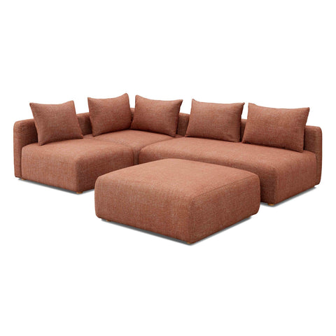 Hangover Sedona Red Textured Fabric 4-Piece Modular Chaise Sectional Model: TOV-L69244-SEC1