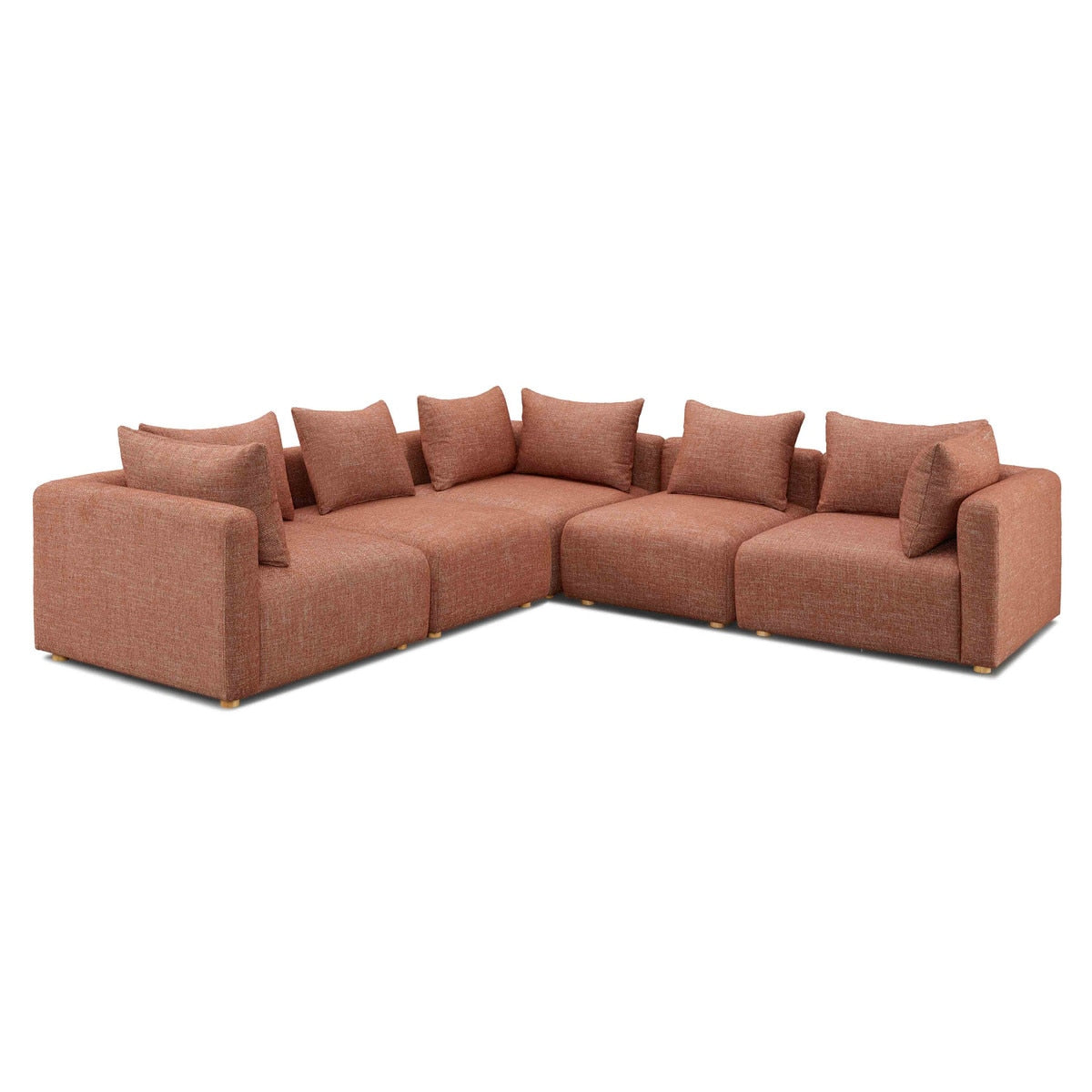 Hangover Sedona Red Textured Fabric 5-Piece Modular L-Sectional Model: TOV-L69244-SEC2