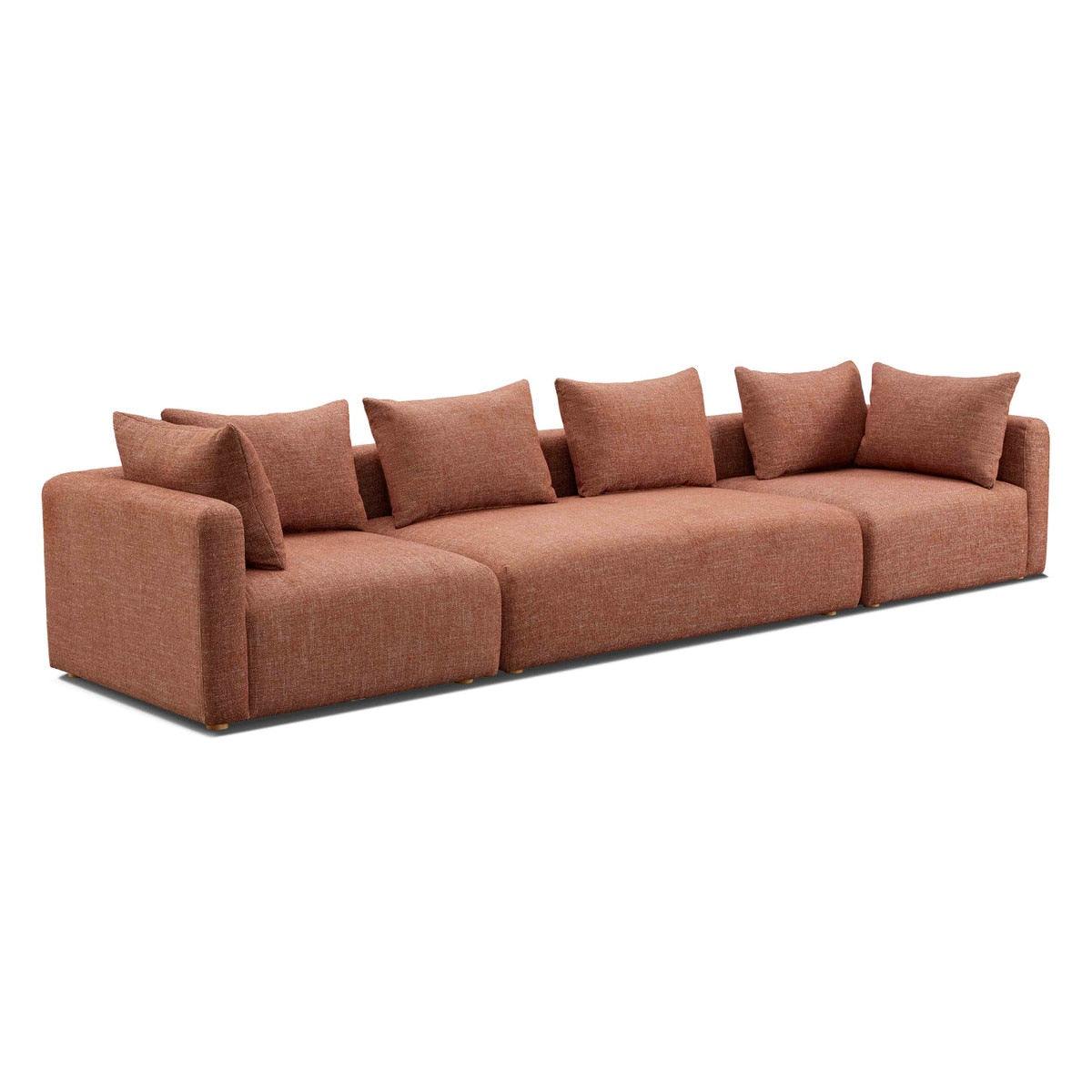 Hangover Sedona Red Textured Fabric 145" Long Sofa Model: TOV-L69244-SO1