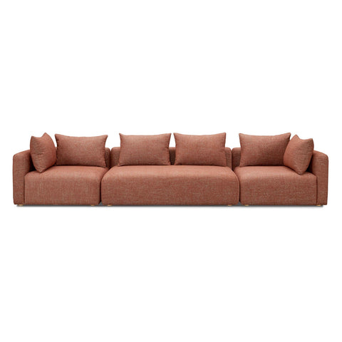 Hangover Sedona Red Textured Fabric 145" Long Sofa Model: TOV-L69244-SO1