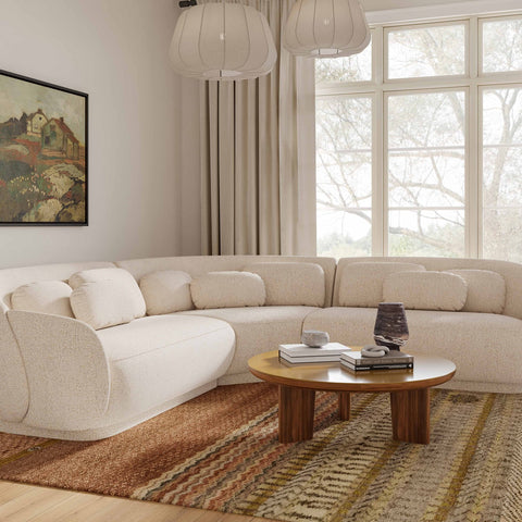 Misty Cream Boucle Modular L-Sectional Model: TOV-L69281