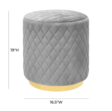 Abir Grey Velvet Ottoman Model: TOV-O135