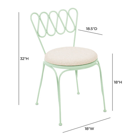 Erica Mint Green Wrought Iron Outdoor Chair Model: TOV-O18667