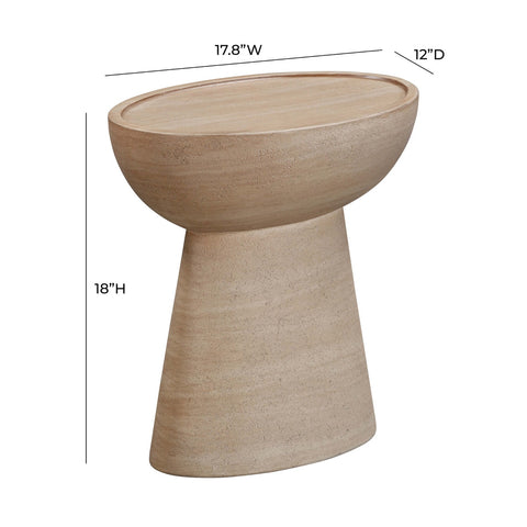 Eclipse Textured Faux Travertine Indoor / Outdoor Side Table Model: TOV-O54274