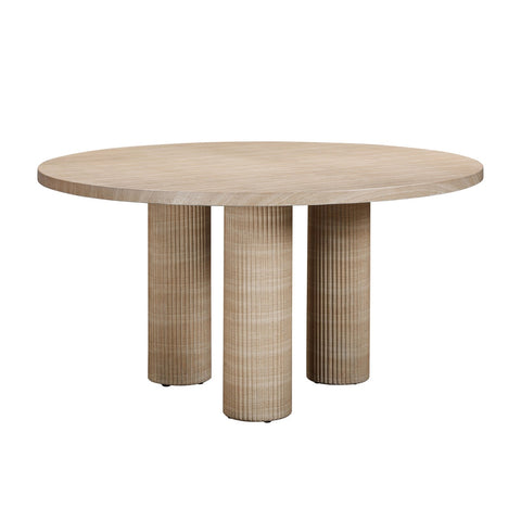 Patti Textured Faux Travertine Indoor / Outdoor 55" Round Dining Table Model: TOV-O54276
