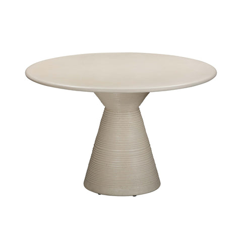 Fern Beige Textured Faux Plaster Concrete Indoor / Outdoor 47" Round Dining Table Model: TOV-O54277