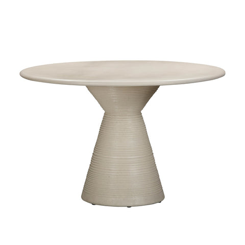 Fern Beige Textured Faux Plaster Concrete Indoor / Outdoor 47" Round Dining Table Model: TOV-O54277