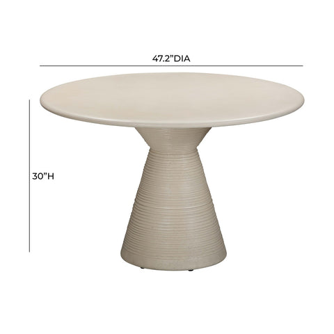 Fern Beige Textured Faux Plaster Concrete Indoor / Outdoor 47" Round Dining Table Model: TOV-O54277