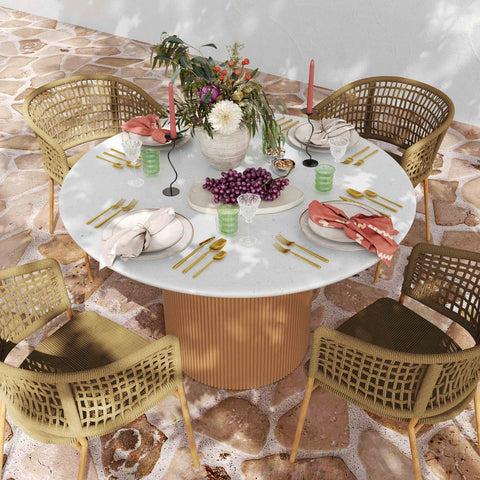 Rose Faux Terrazzo and Terracotta Concrete Indoor / Outdoor 47" Round Dining Table Model: TOV-O54279