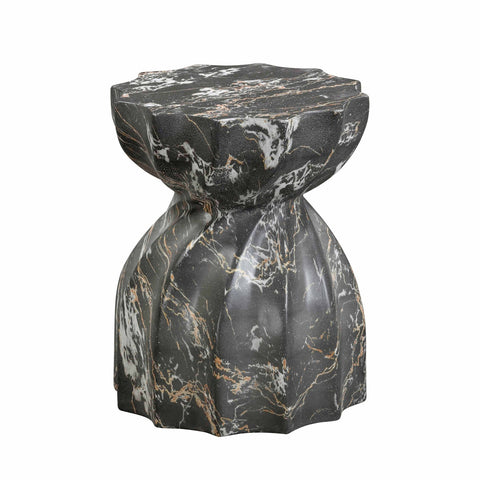 Turin Black Faux Marble Indoor / Outdoor Concrete Stool Model: TOV-O54281