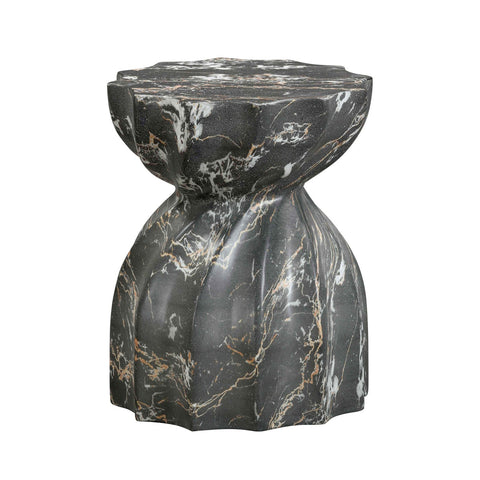 Turin Black Faux Marble Indoor / Outdoor Concrete Stool Model: TOV-O54281