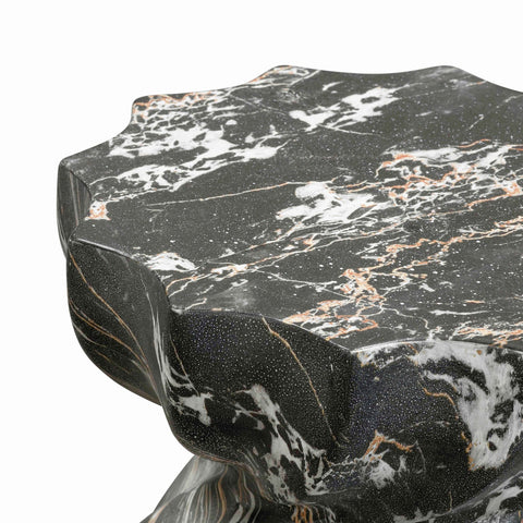 Turin Black Faux Marble Indoor / Outdoor Concrete Stool Model: TOV-O54281