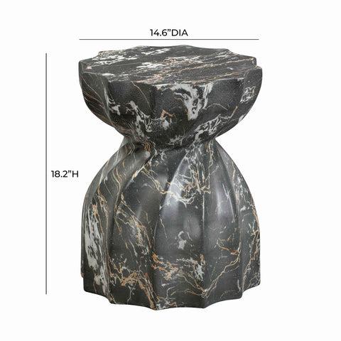 Turin Black Faux Marble Indoor / Outdoor Concrete Stool Model: TOV-O54281