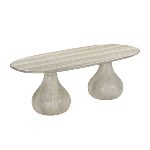 Smooch Faux Travertine Indoor / Outdoor 87" Oval Dining Table Model: TOV-O54286