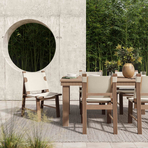 Cassie Natural Outdoor 75" Rectangular Dining Table Model: TOV-O54292