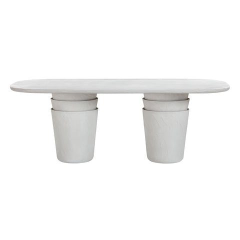 Margot Light Grey Faux Plaster Indoor / Outdoor Concrete 83" Oval Dining Table Model: TOV-O54297