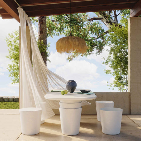 Margot Light Grey Faux Plaster Indoor / Outdoor Concrete Stool Model: TOV-O54298