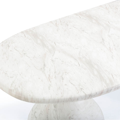 Smooch White Marble Print Indoor / Outdoor 87" Oval Dining Table Model: TOV-O54488