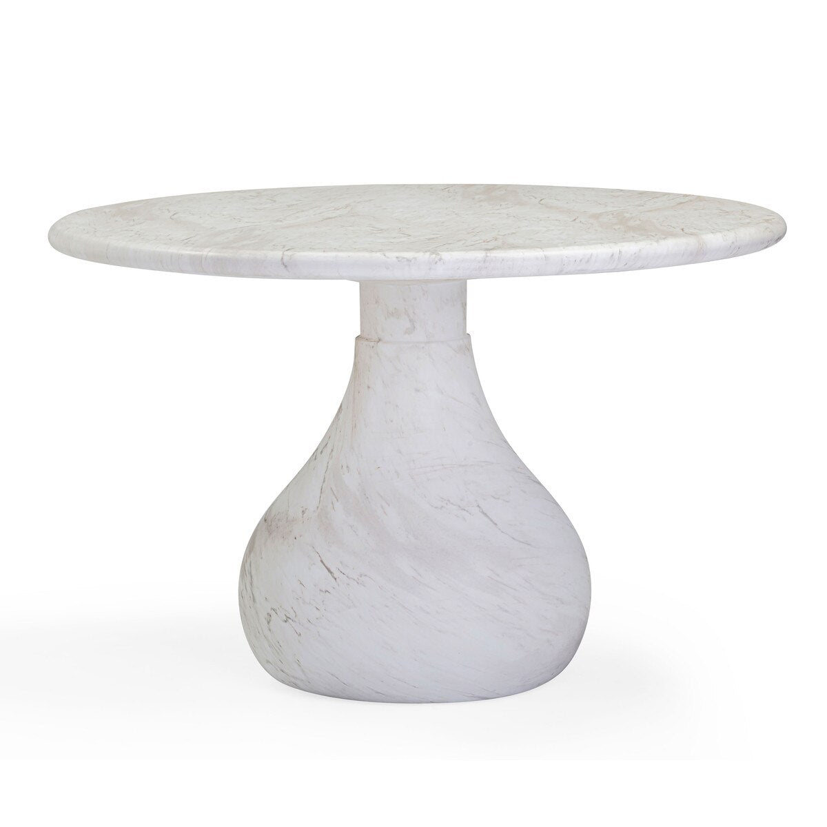 Smooch White Marble Print Indoor / Outdoor 47" Round Dining Table Model: TOV-O54489