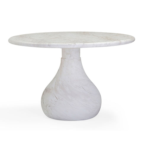 Smooch White Marble Print Indoor / Outdoor 47" Round Dining Table Model: TOV-O54489