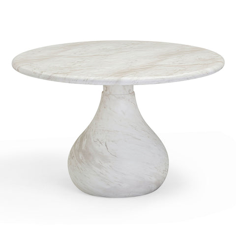 Smooch White Marble Print Indoor / Outdoor 47" Round Dining Table Model: TOV-O54489