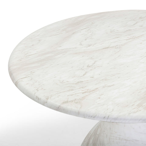 Smooch White Marble Print Indoor / Outdoor 47" Round Dining Table Model: TOV-O54489