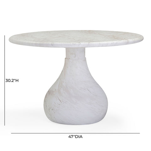 Smooch White Marble Print Indoor / Outdoor 47" Round Dining Table Model: TOV-O54489