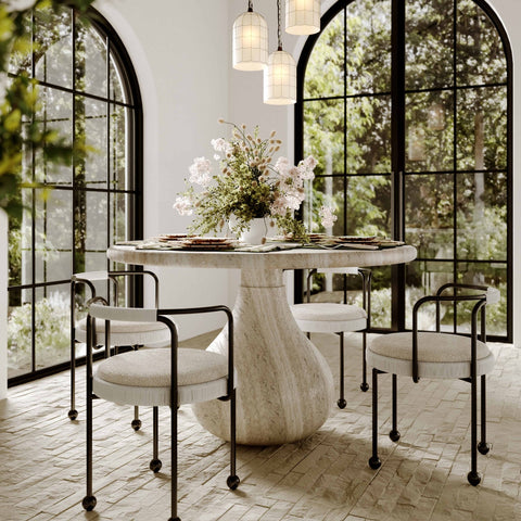 Smooch Faux Travertine Indoor / Outdoor 47" Round Dining Table Model: TOV-O54490