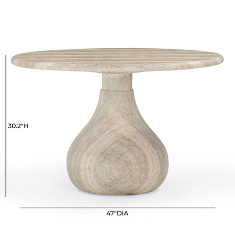 Smooch Faux Travertine Indoor / Outdoor 47" Round Dining Table Model: TOV-O54490