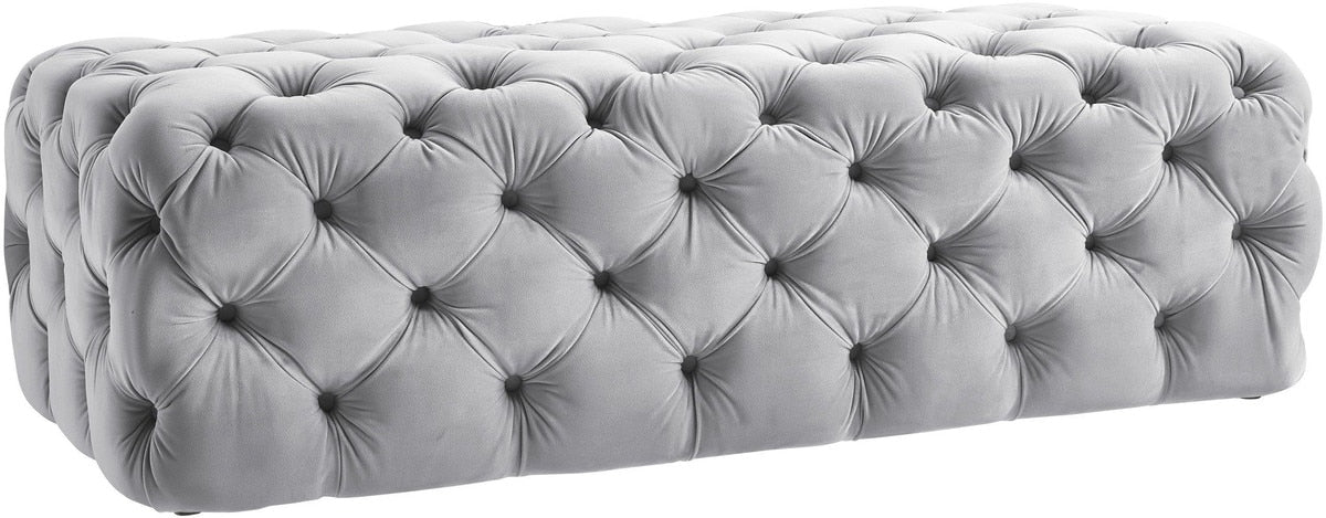 Kaylee Jumbo Grey Velvet Ottoman Model: TOV-O65