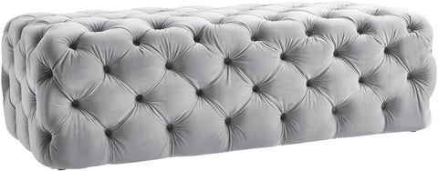Kaylee Jumbo Grey Velvet Ottoman Model: TOV-O65