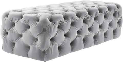 Kaylee Jumbo Grey Velvet Ottoman Model: TOV-O65