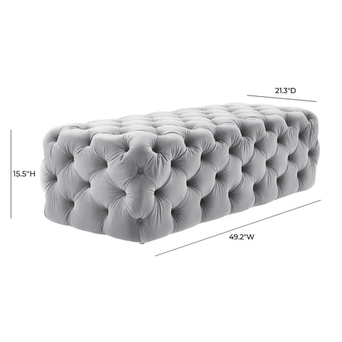 Kaylee Jumbo Grey Velvet Ottoman Model: TOV-O65