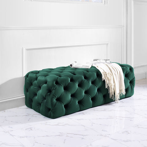 Kaylee Jumbo Green Velvet Ottoman Model: TOV-O66