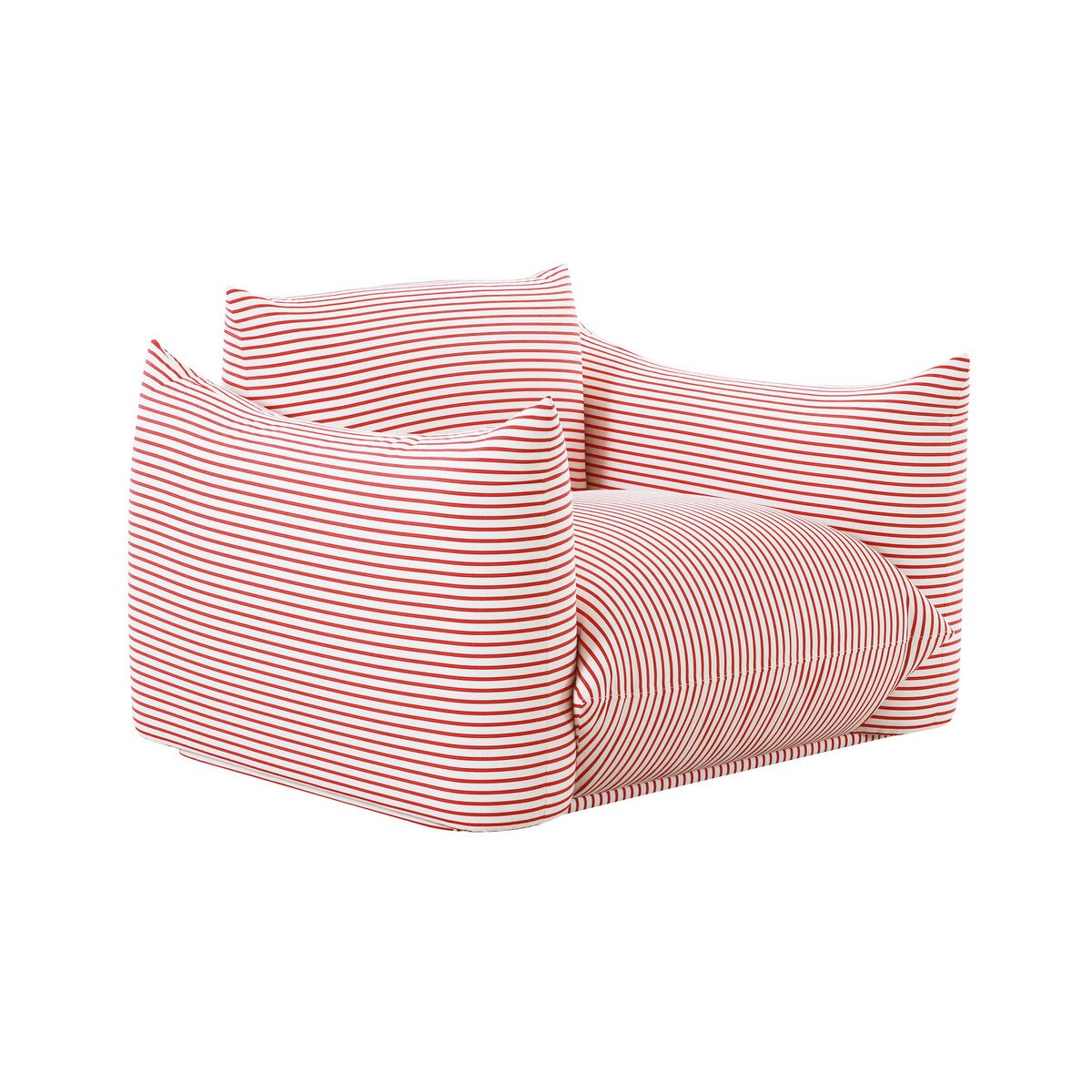 Saint Tropez Pearl and Red Striped Stuffed Outdoor Armchair Model: TOV-O68848