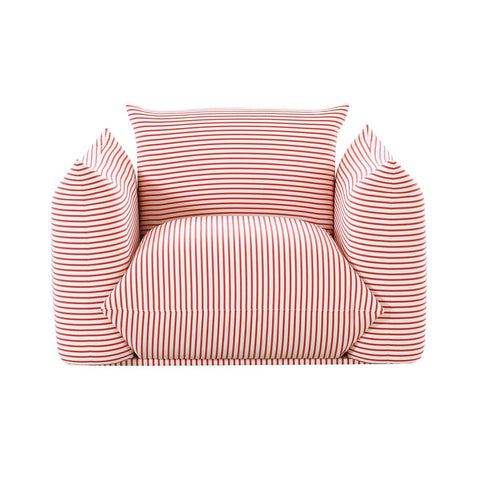 Saint Tropez Pearl and Red Striped Stuffed Outdoor Armchair Model: TOV-O68848