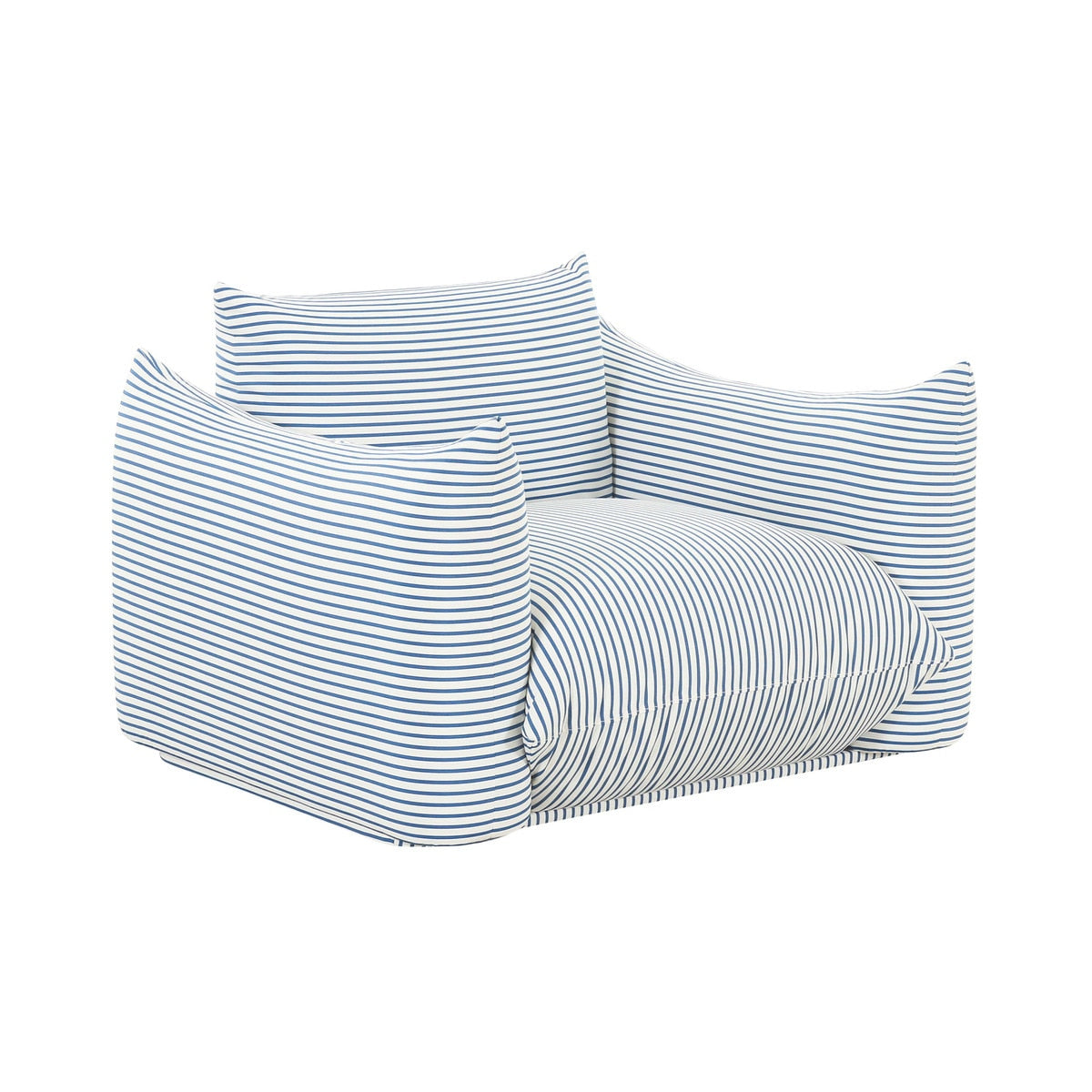 Saint Tropez Pearl and Blue Striped Stuffed Outdoor Armchair Model: TOV-O68849