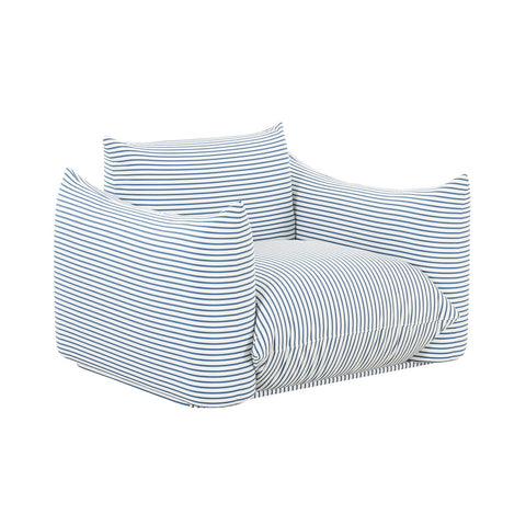 Saint Tropez Pearl and Blue Striped Stuffed Outdoor Armchair Model: TOV-O68849