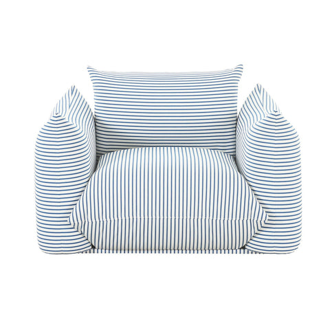 Saint Tropez Pearl and Blue Striped Stuffed Outdoor Armchair Model: TOV-O68849